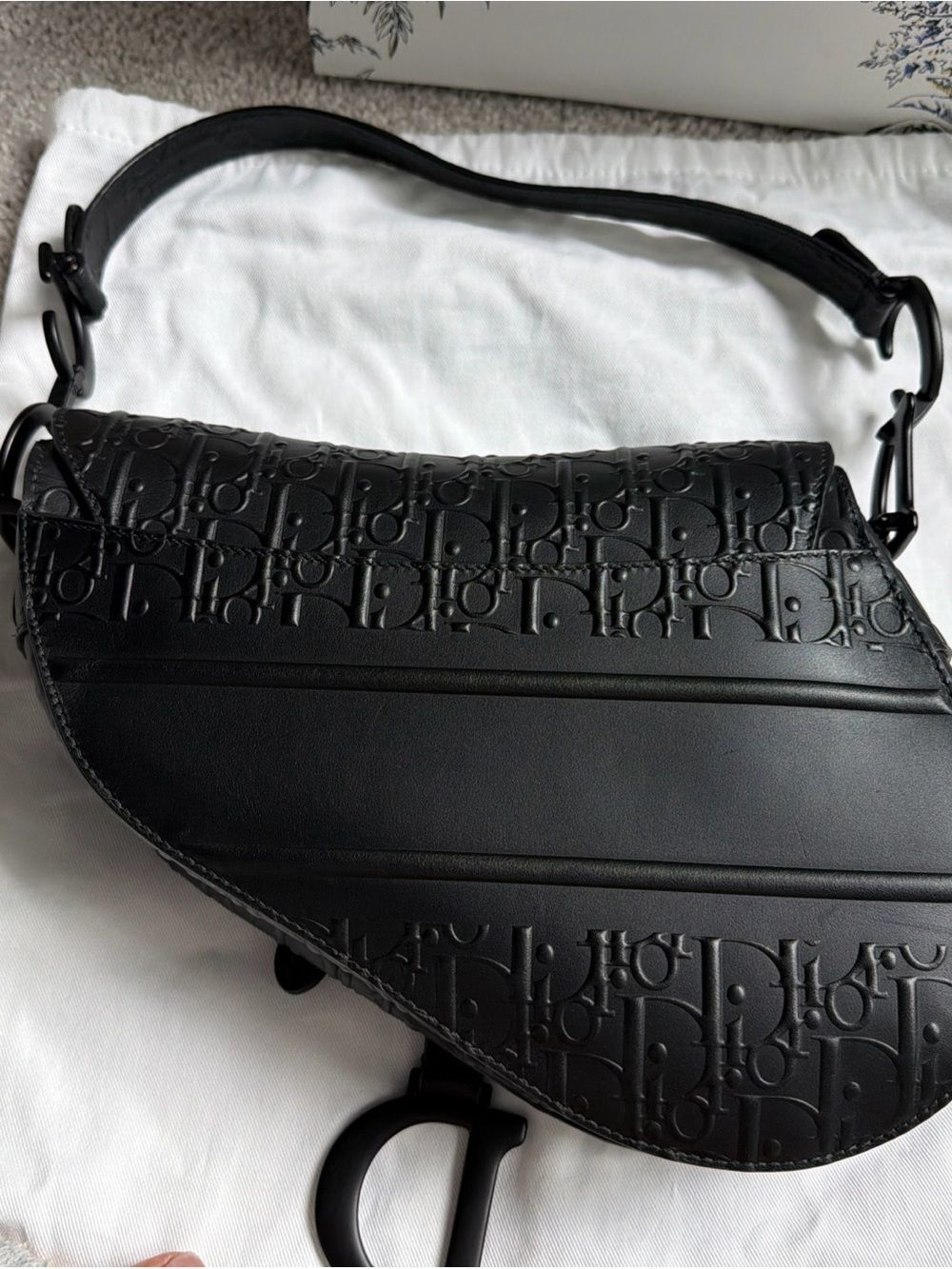 Christian Dior Saddle Bag in Black Dior Gravity Leather D 7 2023 NWT $5000 - Picture 3 of 12